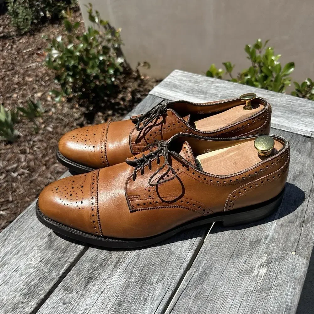 Allen Edmonds Lexington Oxford Brogue Cap-Toe Men Shoes Walnut Brown 12.5 B